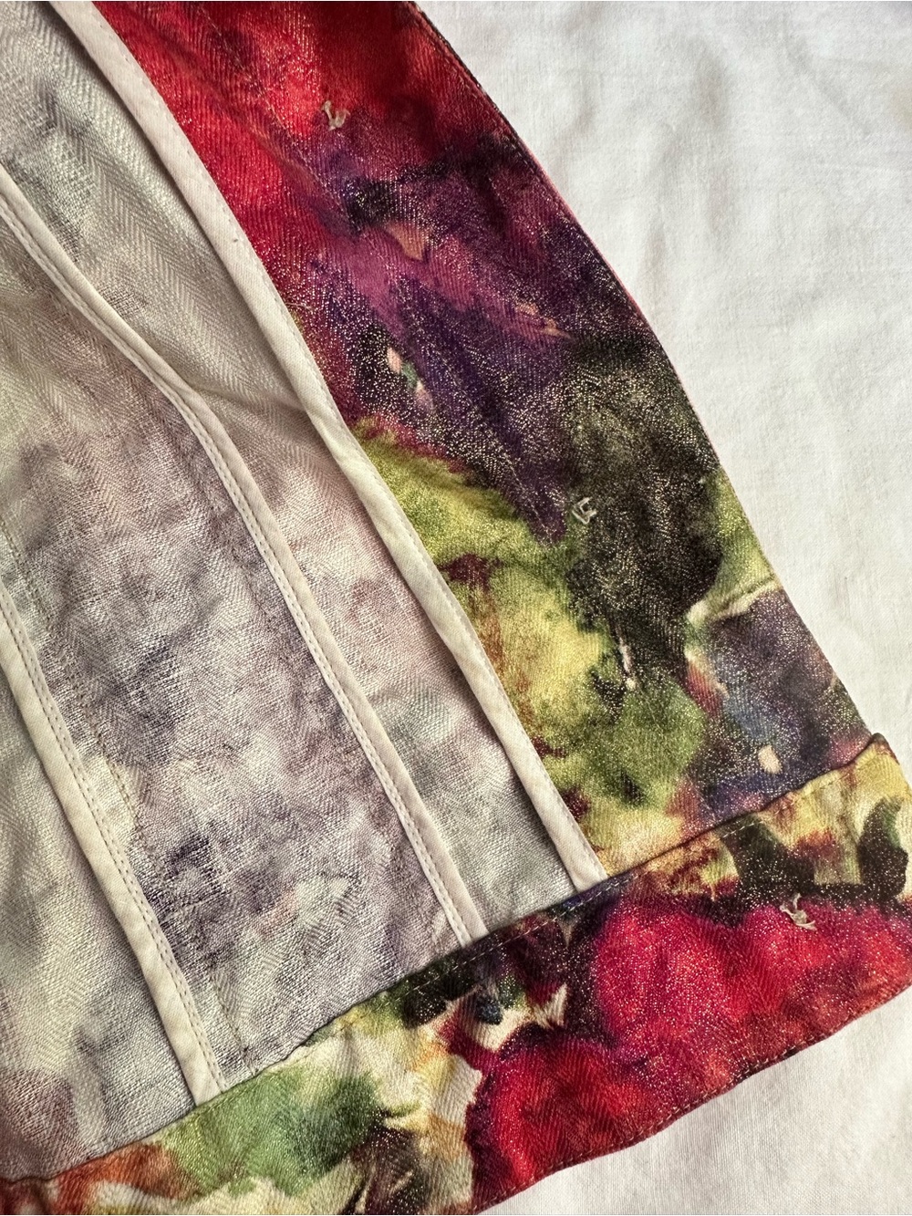 Chico's Size 3/XL Multicolor Watercolor Linen Cotton Floral Button Wearable Art - Picture 8 of 8